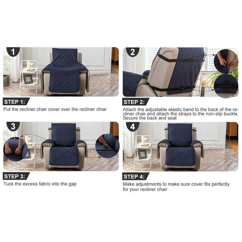 Waterproof and Non-Slip Single Armchair Cushion, Pet-Resistant and Machine-Washable Sofa Cover - Navy Blue