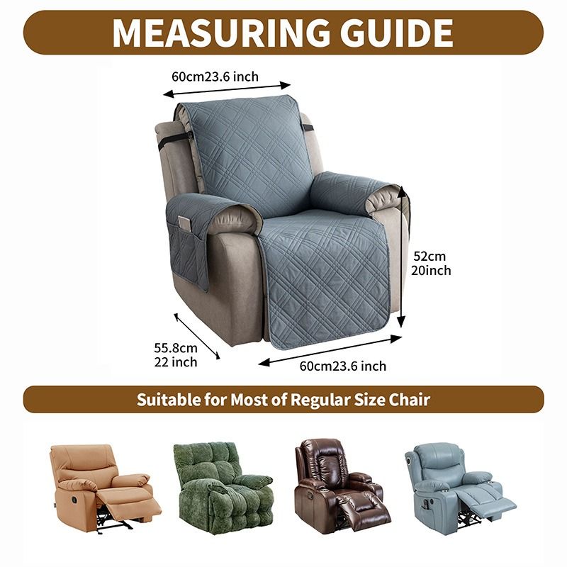 100% Waterproof Triple-Line Quilted Single Armchair Cushion, Non-Slip, Scratch-Resistant, Adjustable - Light Gray-XL