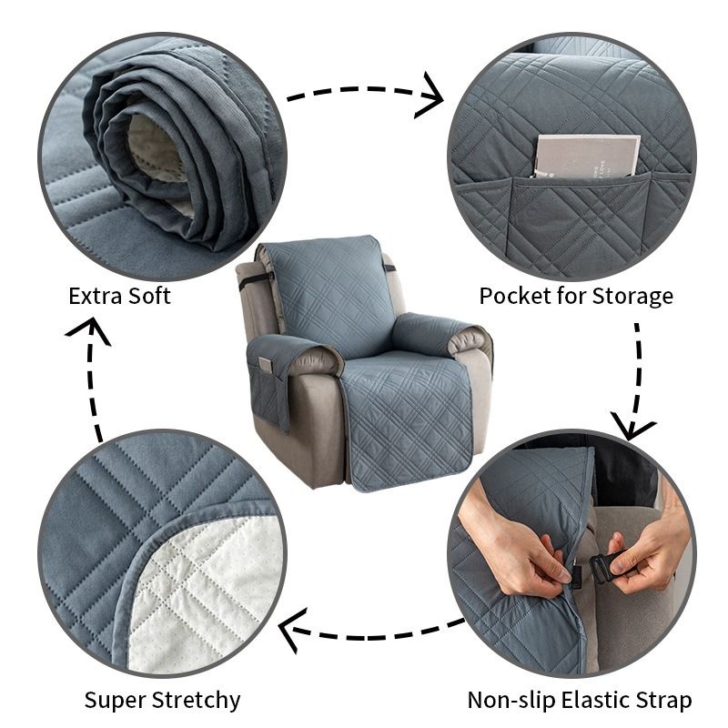 100% Waterproof Triple-Line Quilted Single Armchair Cushion, Non-Slip, Scratch-Resistant, Adjustable - Chocolate Brown-XL