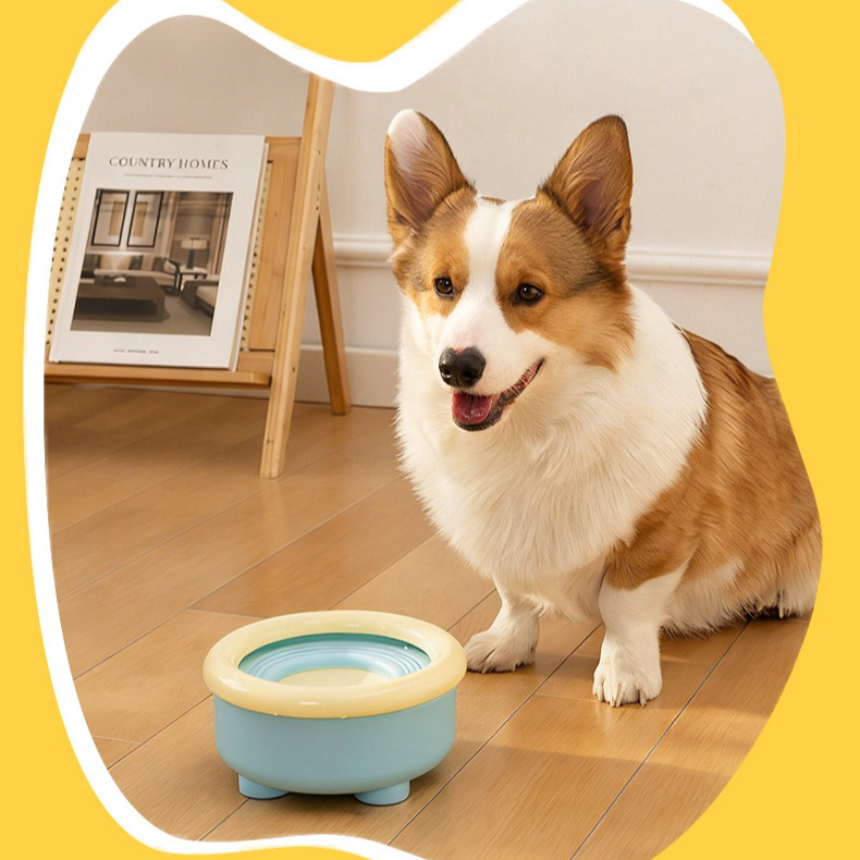 Anti-Splash Floating Pet Water Bowl, 1500ml Large Capacity, Tip-Proof and Chin-Dry Design - Yellow