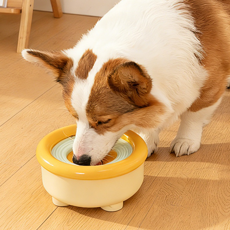 Anti-Splash Floating Pet Water Bowl, 1500ml Large Capacity, Tip-Proof and Chin-Dry Design - Blue