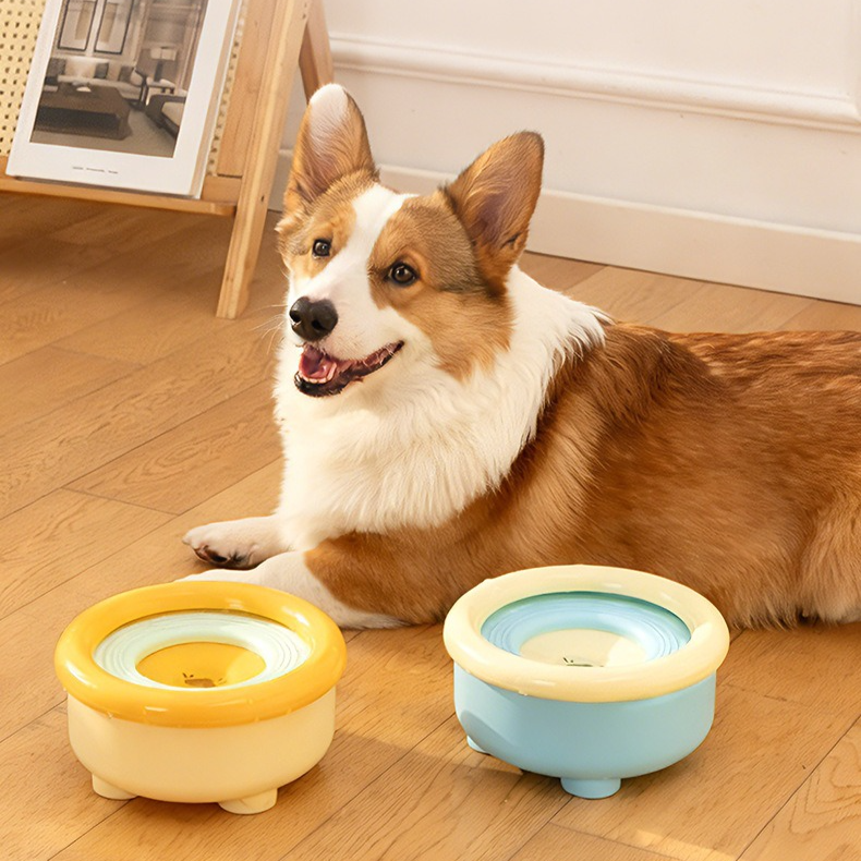 Anti-Splash Floating Pet Water Bowl, 1500ml Large Capacity, Tip-Proof and Chin-Dry Design - Blue
