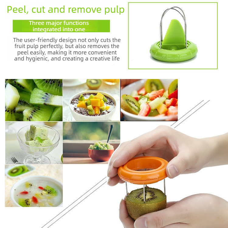 4-Pack - Multi-Function Kiwi Peeler: The Ultimate Home Fruit Peeler and Scooper, Kitchen Tool - Green