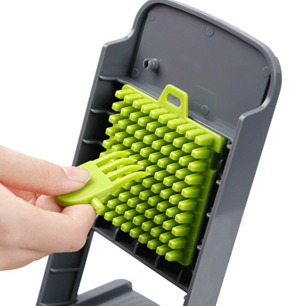 Kitchen Vegetable Slicer and Dicer, 15-Piece Set with Container, Safety Guard, Drain Basket, and Storage Box—Green