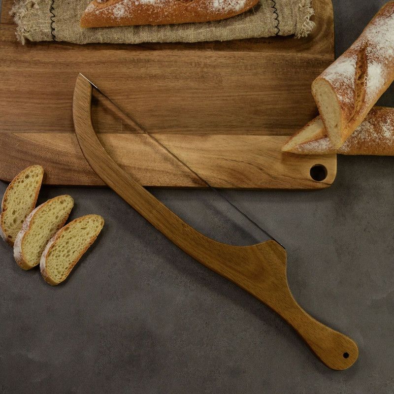 Bread Slicer Knife Set, Single Edge Stainless Steel Serrated Bread Cutter with Storage Bag, Blade Cover & Screwdriver for Baguette, Toast, Sourdough