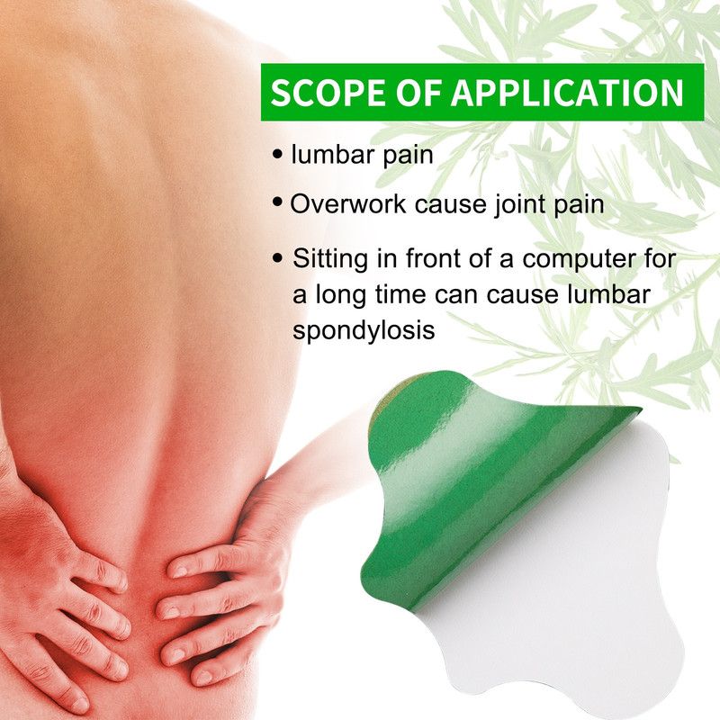 Herbal Mugwort Lumbar Patches: Warm Compress Patches for Lower Back Pain Caused by Muscle Strain or Prolonged Sitting (48 pcs/4 boxes)