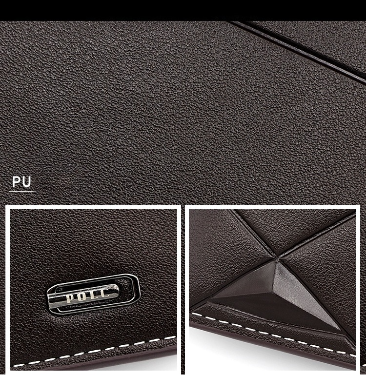 Men's Short Bifold PU Wallet, Geometric Embossed Billfold with Multiple Card Slots and Zipper Coin Pocket for Business and Casual Daily Use - Light Brown