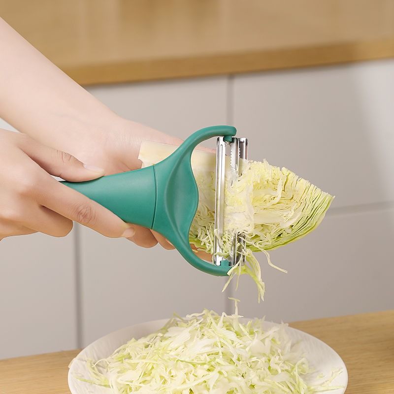 2-Piece Set - Dual Blade Vegetable Peeler & Cabbage Shredder, 2-in-1 Stainless Steel Julienne Slicer for Cabbage, Carrot, Potato, and Fruit Salad Preparat