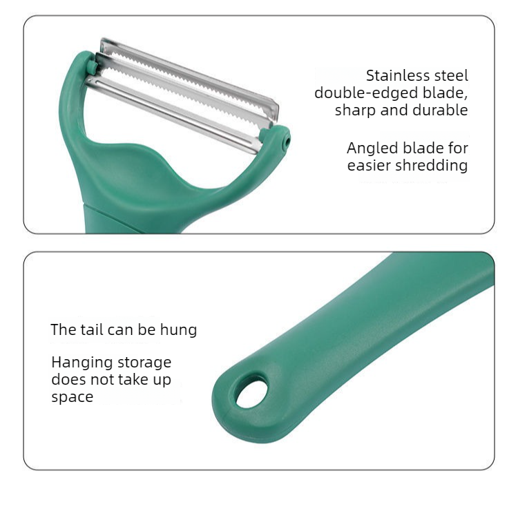 2-Piece Set - Dual Blade Vegetable Peeler & Cabbage Shredder, 2-in-1 Stainless Steel Julienne Slicer for Cabbage, Carrot, Potato, and Fruit Salad Preparat
