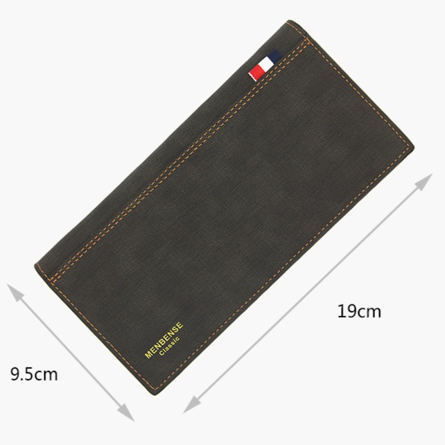 Men's Long Bifold PU Leather Wallet, Fabric-Textured Business Card Case with Zipper Coin Pocket, Multi-Card Slot Suit Pocket Purse for Daily Work and Travel (Brown)