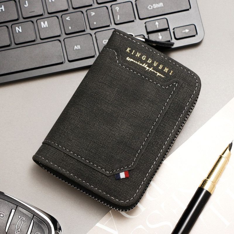 Matte PU Accordion Card Holder Wallet, Zip-Around Coin Purse with Extra Front Card Slot, Multi-Slot Credit Card Case for Men and Women (Black)