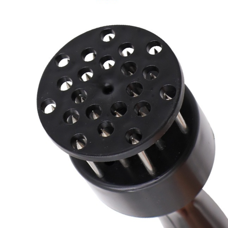 Stainless Steel Meat Tenderizer, 2.5cm Needle Pricker with Safety Guard & Automatic Rebound, for Steak, Pork, Chicken, BBQ & Marinade - White