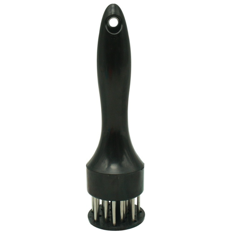 Stainless Steel Meat Tenderizer, 2.5cm Needle Pricker with Safety Guard & Automatic Rebound, for Steak, Pork, Chicken, BBQ & Marinade - Black