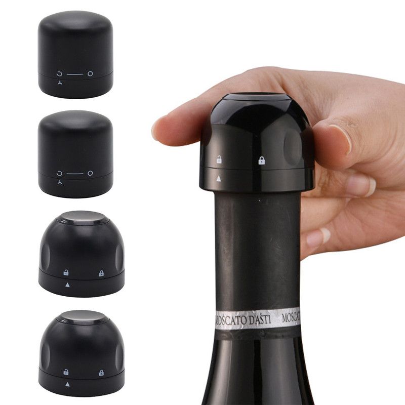 4Pcs Wine Stopper Set (2 Red Wine Stoppers + 2 Champagne Stoppers), Rotatable Lock Design with Food-Grade Silicone