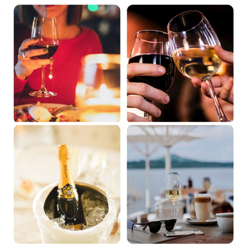 4Pcs Wine Stopper Set (2 Red Wine Stoppers + 2 Champagne Stoppers), Rotatable Lock Design with Food-Grade Silicone