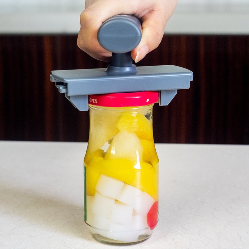 Multi-Function Jar Opener, Adjustable Non-Slip Lid Opener for 20mm-100mm Caps, ABS & Stainless Steel, Easy to Use - Gray