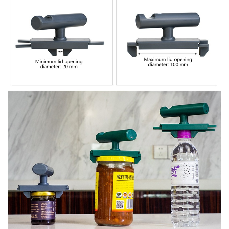 Multi-Function Jar Opener, Adjustable Non-Slip Lid Opener for 20mm-100mm Caps, ABS & Stainless Steel, Easy to Use - Green