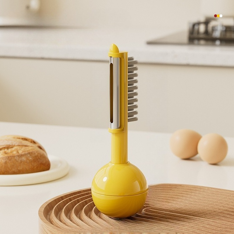 3-in-1 Tumbler Vegetable Peeler, Multi-Function Peeler, Bud Remover and Cleaner for Fruits and Vegetables - Yellow