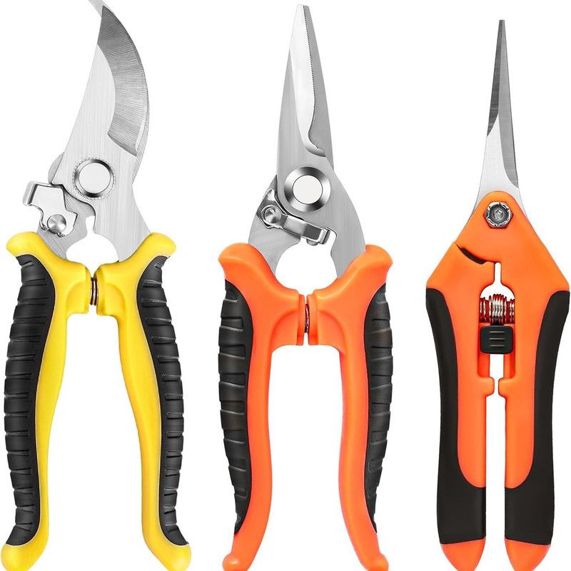 3-Pack Gardening Pruning Shears Set, Labor-Saving Spring & Non-Slip Handle for Garden, Orchard, Flower Arrangement