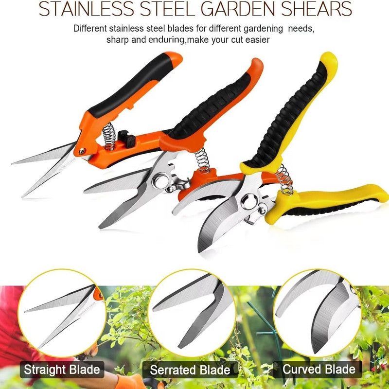 3-Pack Gardening Pruning Shears Set, Labor-Saving Spring & Non-Slip Handle for Garden, Orchard, Flower Arrangement