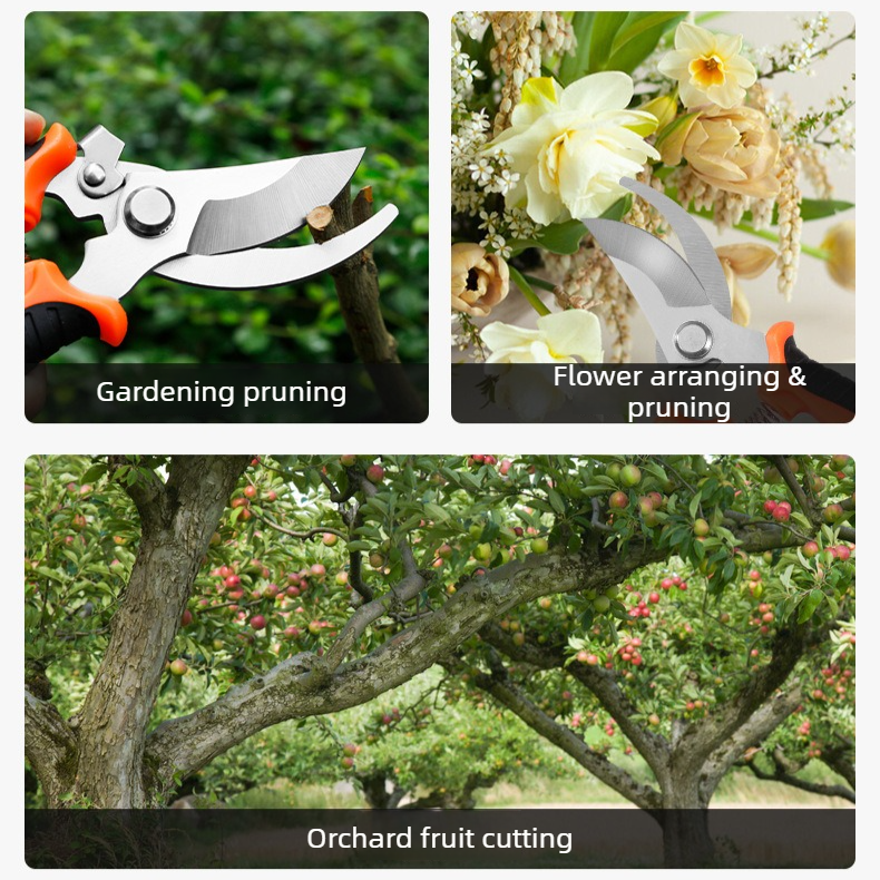 3-Pack Gardening Pruning Shears Set, Labor-Saving Spring & Non-Slip Handle for Garden, Orchard, Flower Arrangement