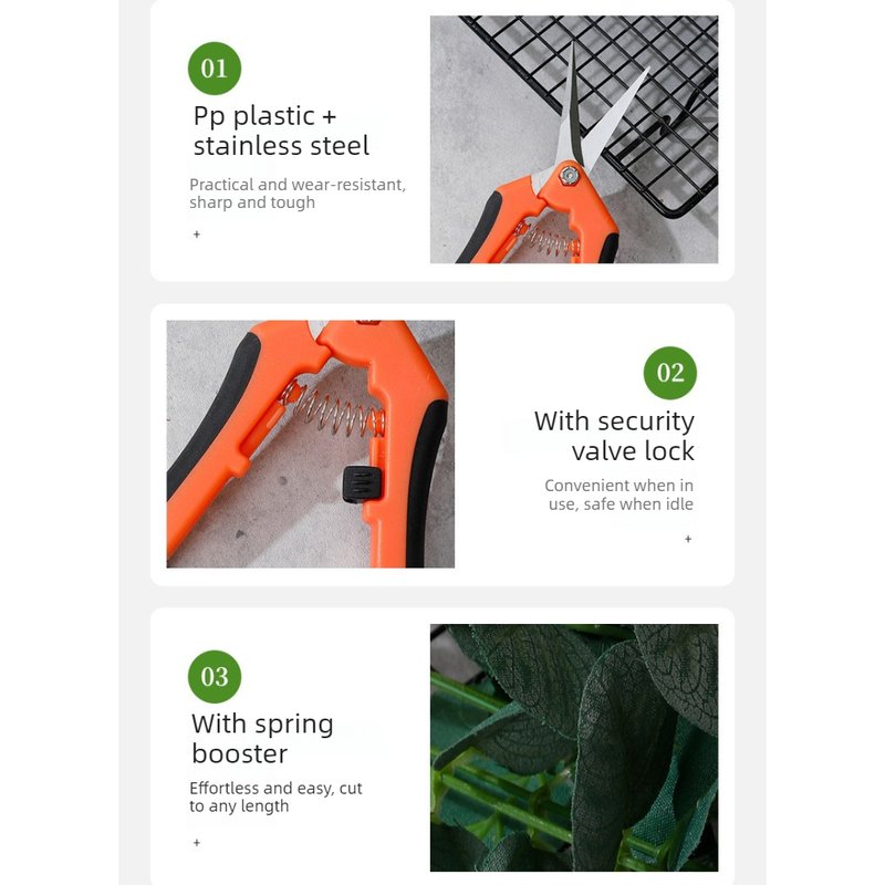 3-Pack Gardening Pruning Shears Set, Labor-Saving Spring & Non-Slip Handle for Garden, Orchard, Flower Arrangement