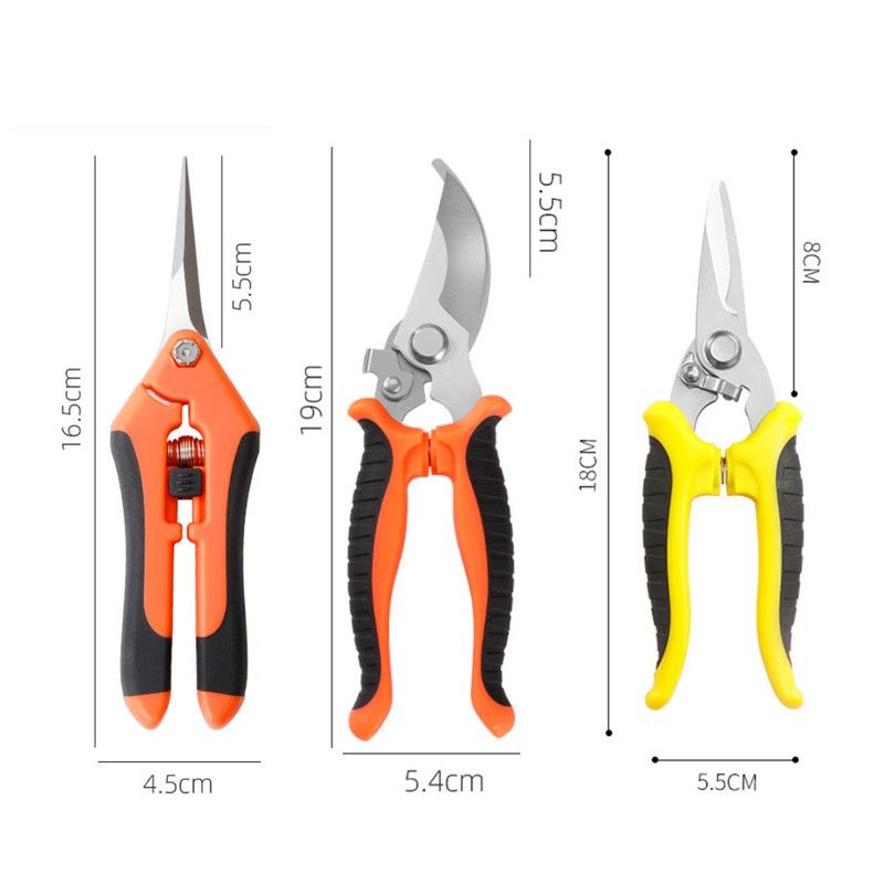 3-Pack Gardening Pruning Shears Set, Labor-Saving Spring & Non-Slip Handle for Garden, Orchard, Flower Arrangement