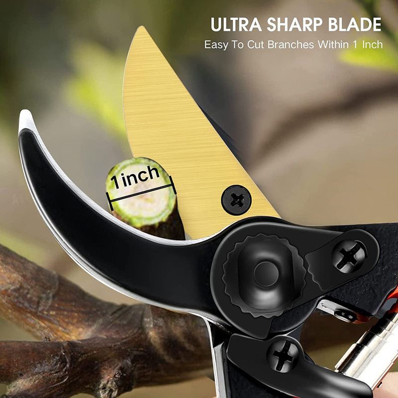 Professional Garden Pruning Shears, High Carbon Steel Blade Non-Slip Handle Labor-Saving Spring,for Fruit Trees, Flowers, Bonsai and Landscaping