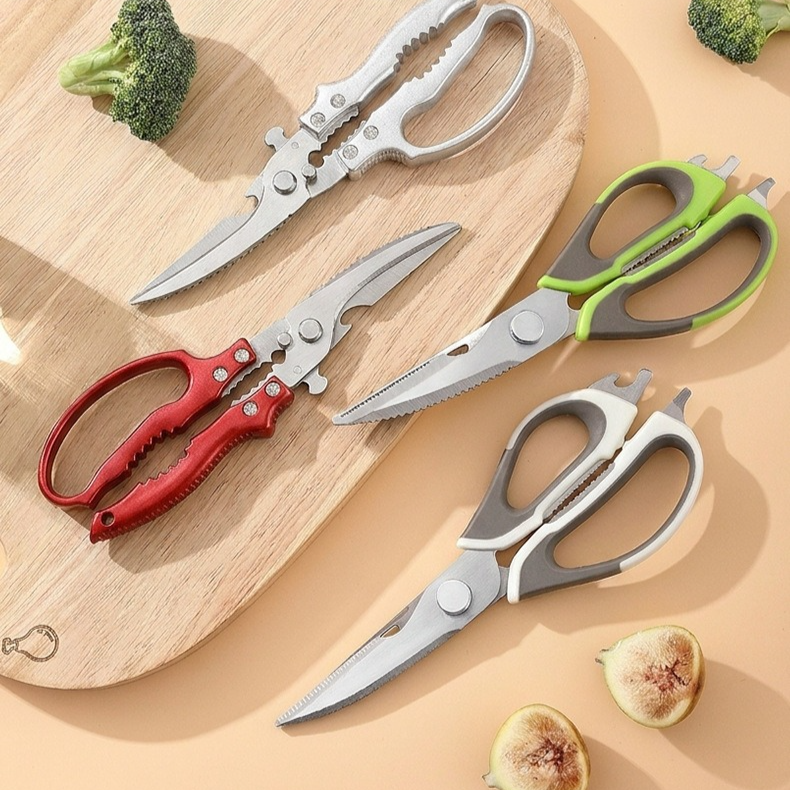 2-Pack Kitchen Scissors Set, Heavy-Duty Chicken Bone Shears & Detachable Kitchen Shears, 3Cr13 Stainless Steel & Magnetic Sheath - Red