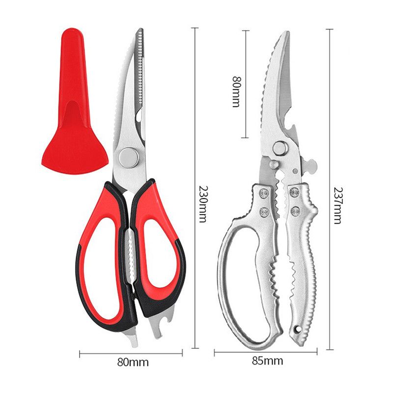 2-Pack Kitchen Scissors Set, Heavy-Duty Chicken Bone Shears & Detachable Kitchen Shears, 3Cr13 Stainless Steel & Magnetic Sheath - Red