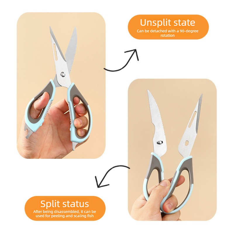 2-Pack Kitchen Scissors Set, Heavy-Duty Chicken Bone Shears & Detachable Kitchen Shears, 3Cr13 Stainless Steel & Magnetic Sheath—Blue