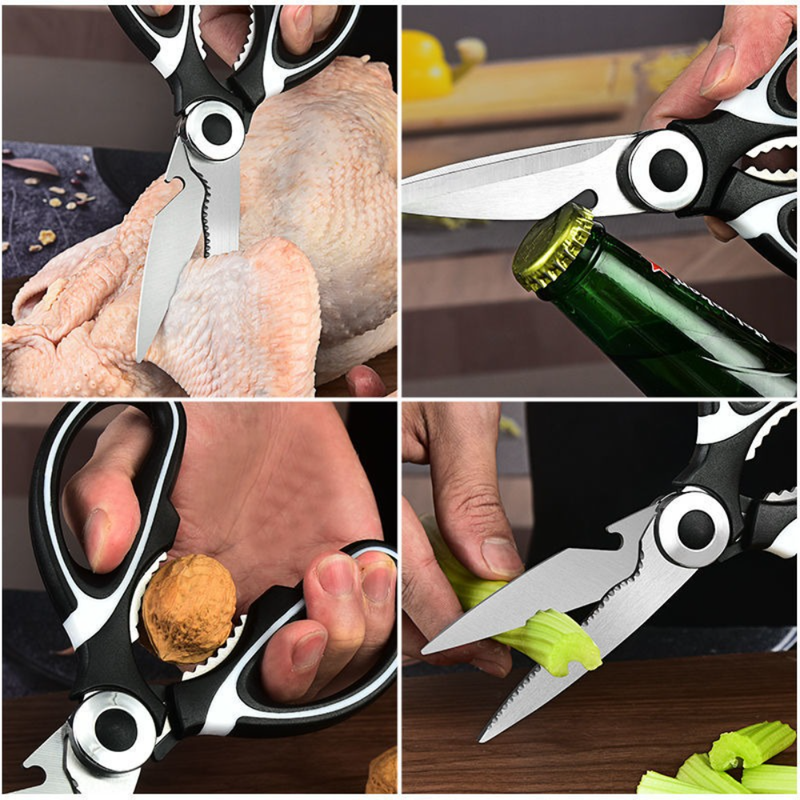 2-Pack Kitchen Scissors, Multi-Functional Shears with Non-Slip PP Handle & Safety Sheath for Meat, Chicken Bones, Vegetables