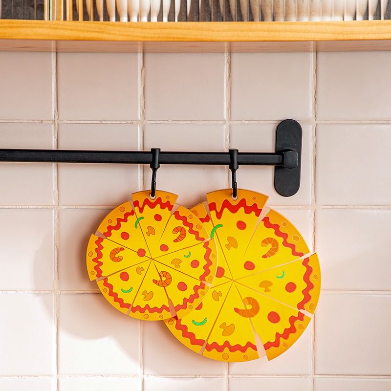 6-Piece Set - Creative Pizza-Shaped Heat-Resistant Placemat, Waterproof PVC Coaster & Trivet for Home Use
