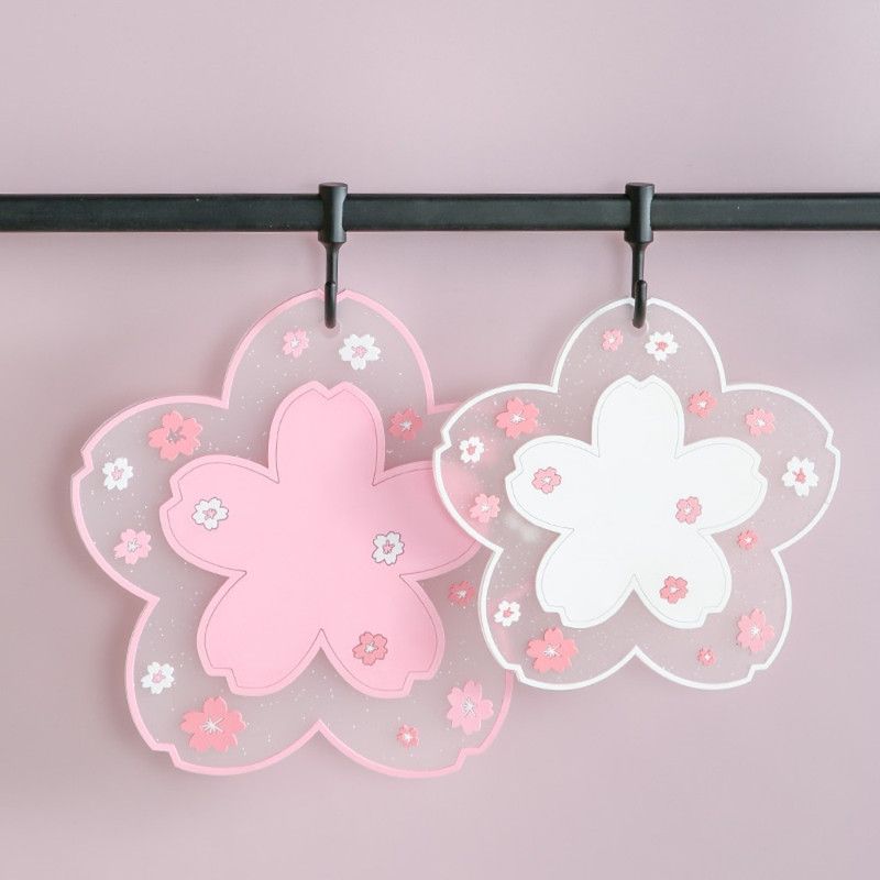 6-Pack - Sakura-Shaped PVC Heat-Resistant Coasters, Non-Slip Trivets for Bowls, Pots & Cups - White