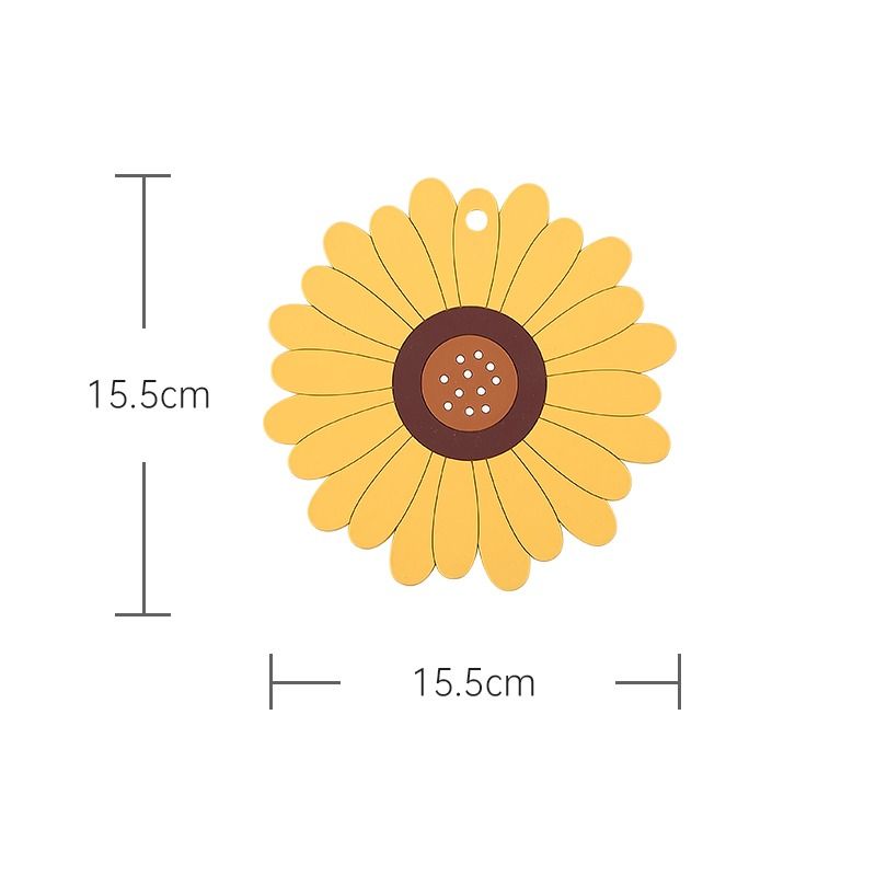 6-Pack - Sunflower-Shaped PVC Heat-Resistant Placemat, Non-Slip Trivet for Bowls, Pots & Cups - Brown