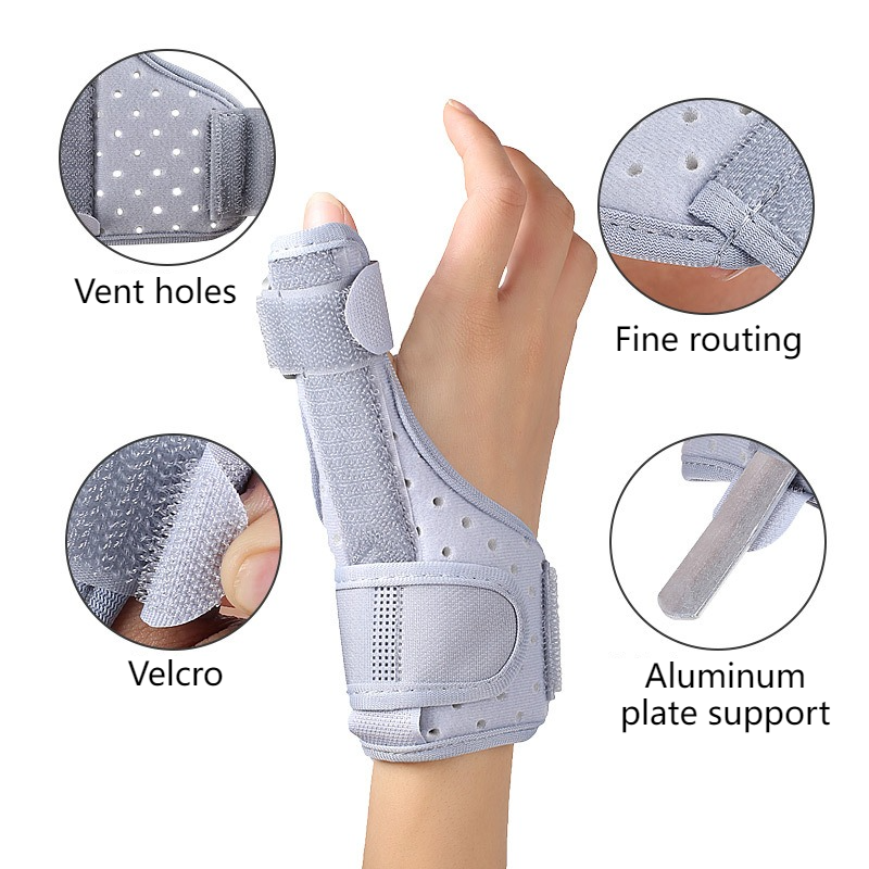 Thumb Support Brace, Adjustable Wrist & Thumb Stabilizer, Breathable Protector for Tendonitis—Gray