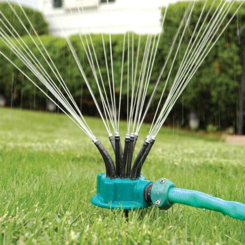 360 Degree Adjustable 12-Tube Ground Stake Sprinkler, Automatic Garden Lawn Irrigation Water Sprayer Head