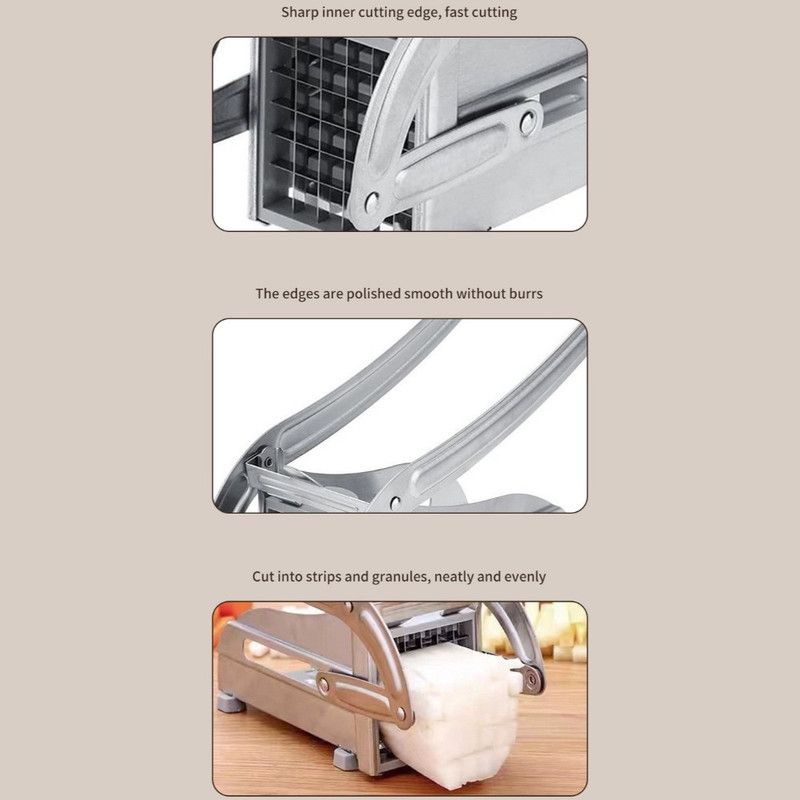 Stainless Steel Potato Cutter, Manual Multi-Functional Vegetable Dicer for Potato Cucumber Carrot