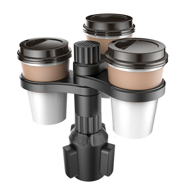 3-Hole Car Cup Holder Expander, Adjustable Rotatable Drink Holder for Car Round Cup Slot