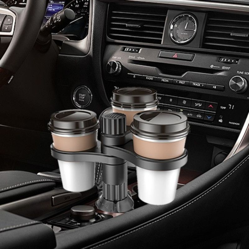 3-Hole Car Cup Holder Expander, Adjustable Rotatable Drink Holder for Car Round Cup Slot