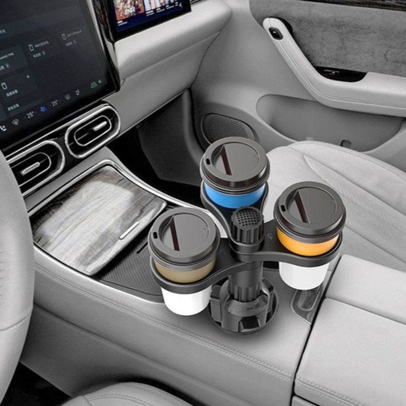 3-Hole Car Cup Holder Expander, Adjustable Rotatable Drink Holder for Car Round Cup Slot