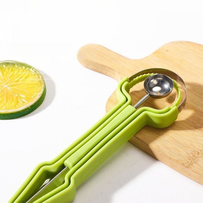 2-Piece 3-in-1 Stainless Steel Fruit Carving Scoop, Multi-Function Melon Seed Remover Kitchen Tool