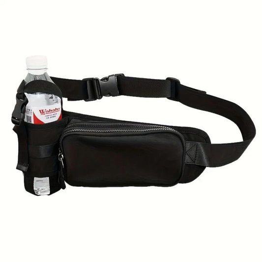 Oxford Running Fanny Pack with Water Bottle Holder, Multifunctional Crossbody Waist Bag for Hiking Cycling