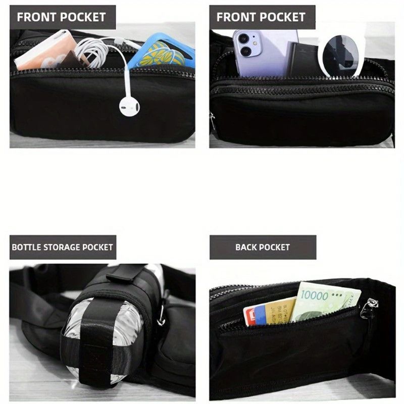 Oxford Running Fanny Pack with Water Bottle Holder, Multifunctional Crossbody Waist Bag for Hiking Cycling