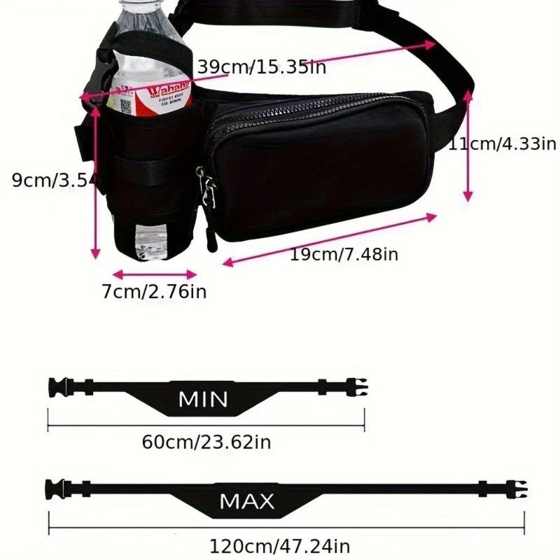 Oxford Running Fanny Pack with Water Bottle Holder, Multifunctional Crossbody Waist Bag for Hiking Cycling