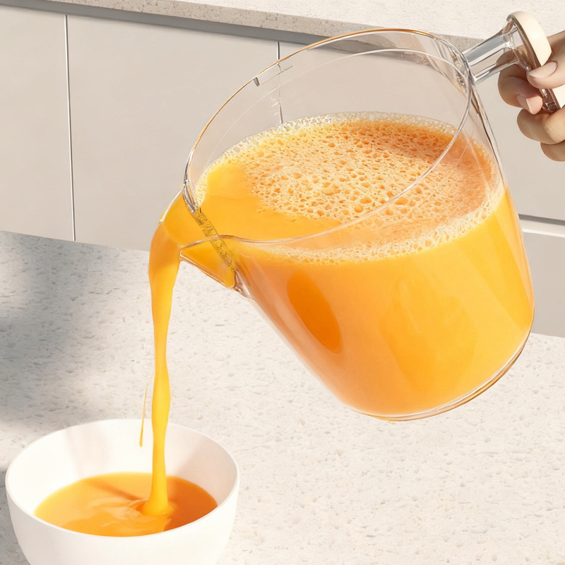 Semi-Auto Press Egg Mixer Cup, Large-Capacity Hand Whisk with Filter Spout for Baking, Whipping Cream, and Beating Eggs—White