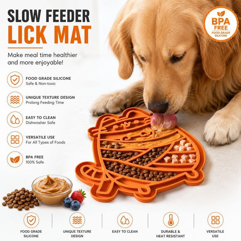 Cartoon Cat Shape Silicone Pet Slow Feeder Lick Mat, Anti-Choke Lick Pad for Dogs & Cats