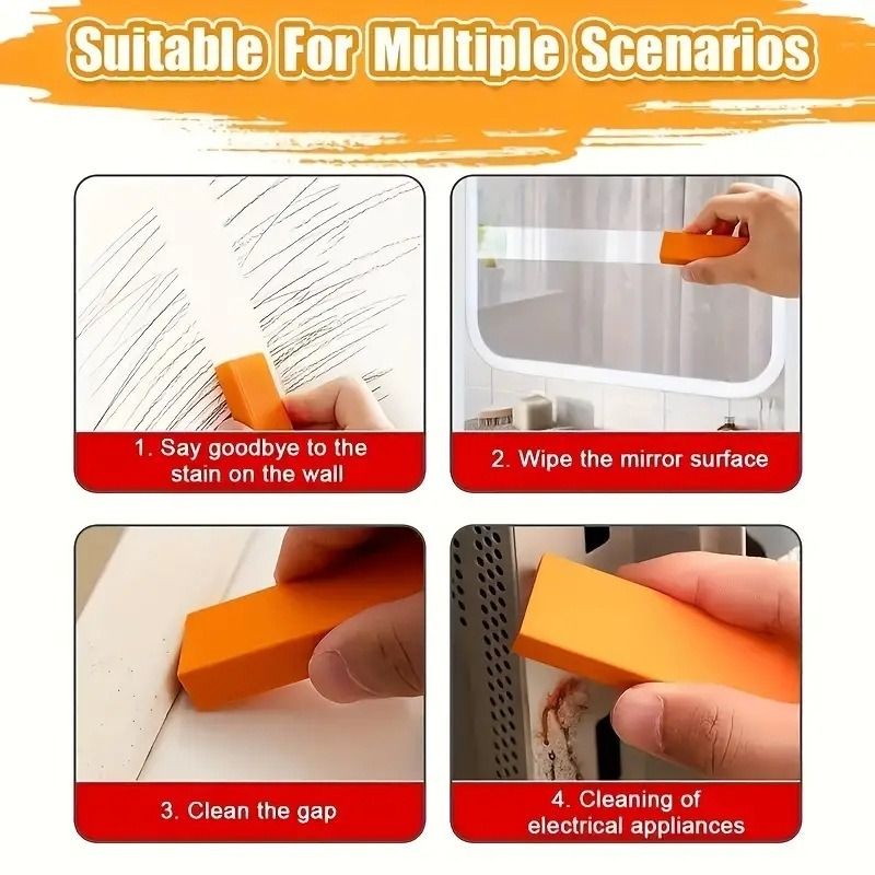 3-Pack - Stainless Steel Rust Cleaning Eraser, Multi-Purpose Stain Remover Block for Kitchen Limescale & Rust - Orange