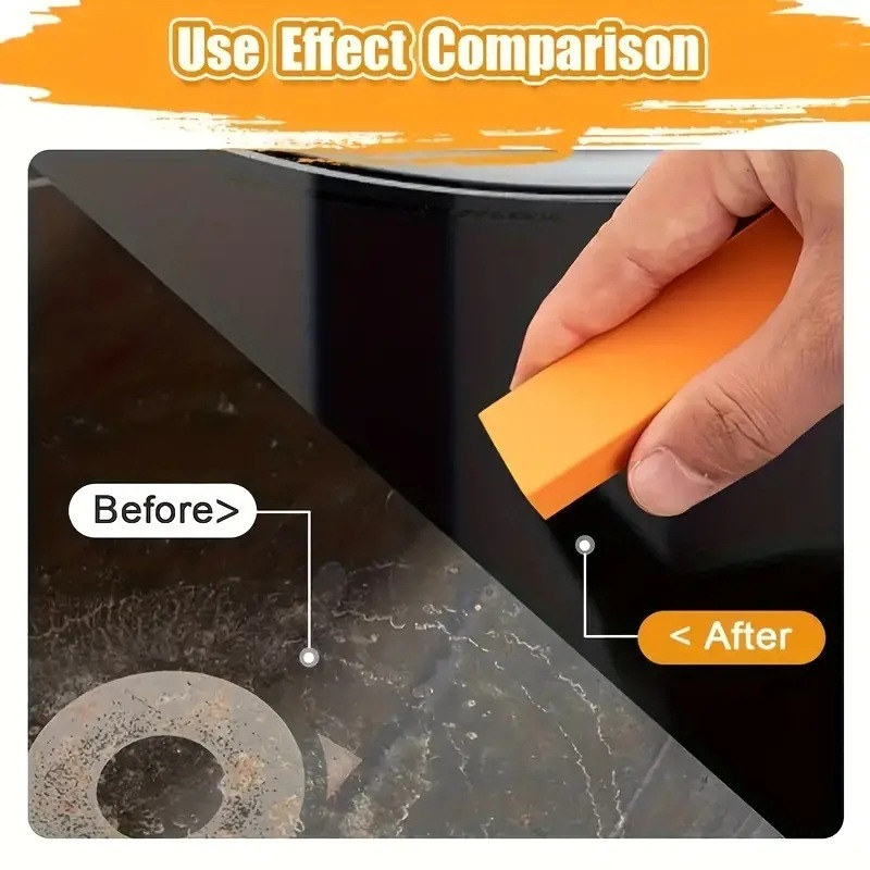 3-Pack - Stainless Steel Rust Cleaning Eraser, Multi-Purpose Stain Remover Block for Kitchen Limescale & Rust - Orange