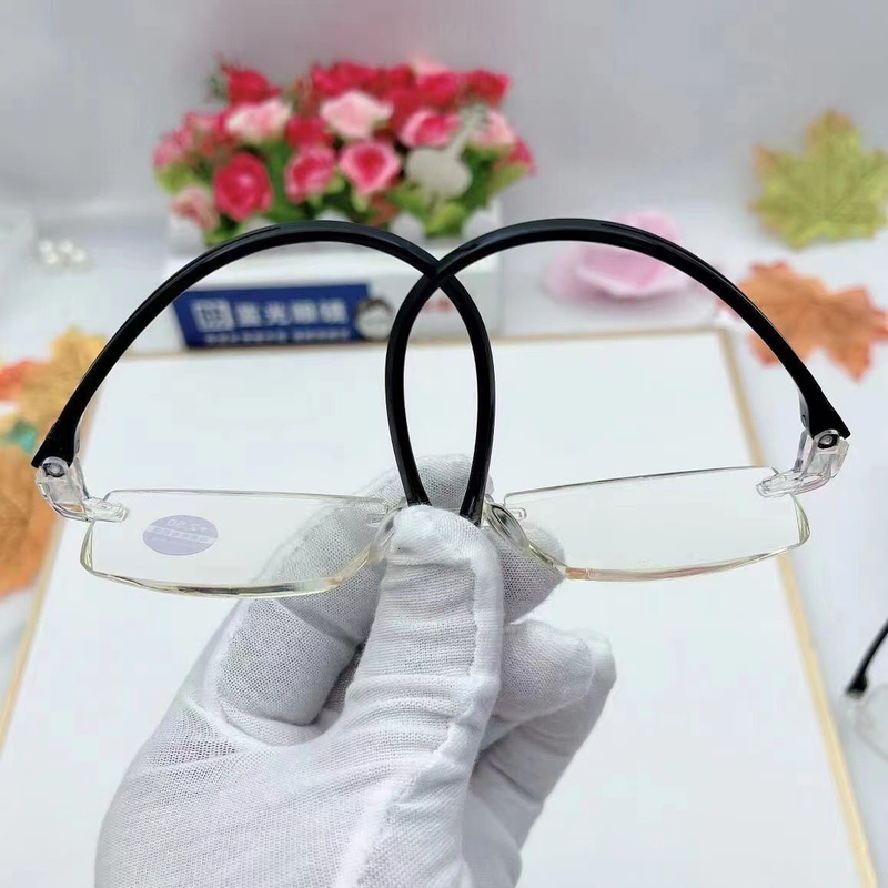 Rimless Diamond Cut Anti-Blue Light Reading Glasses +2.50 Diopters, Unisex, 2-Pack (Same Power) with 2 Clear Plastic Cases